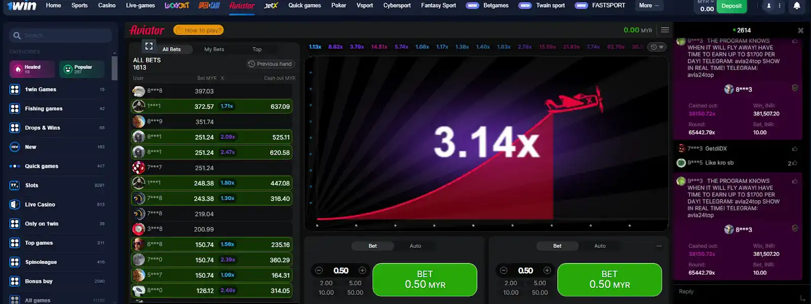 1win aviator gameplay