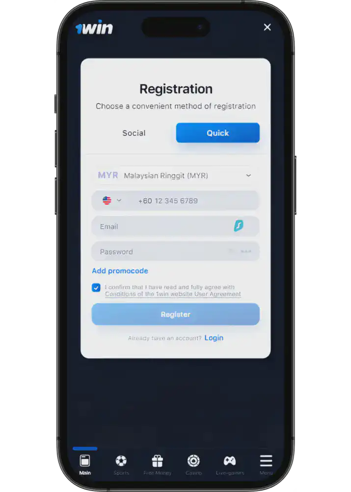1win registration