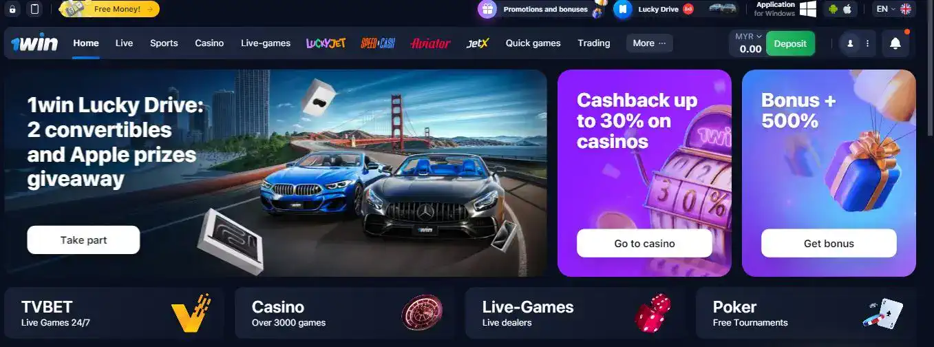 1win official casino in Malaysia