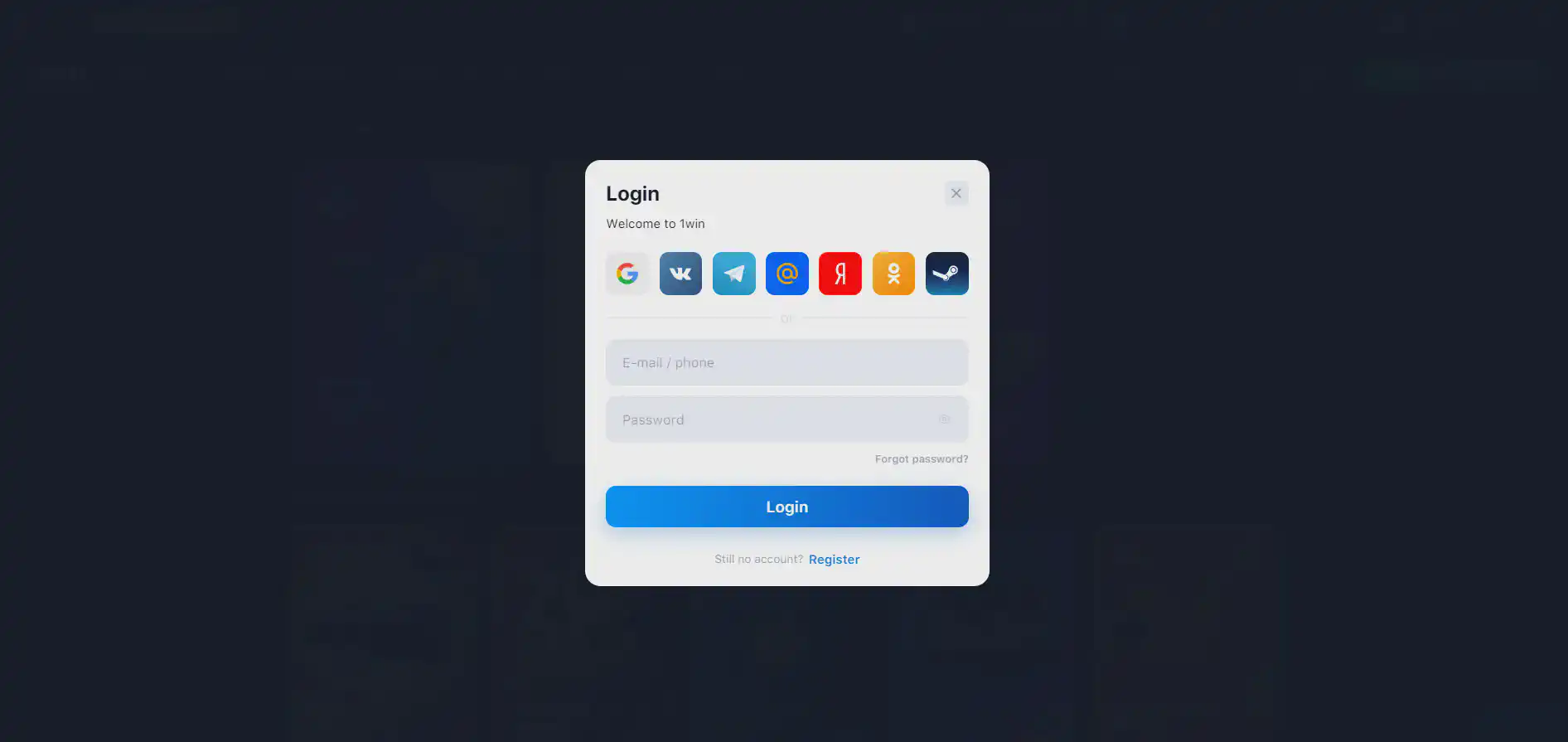 1win login process
